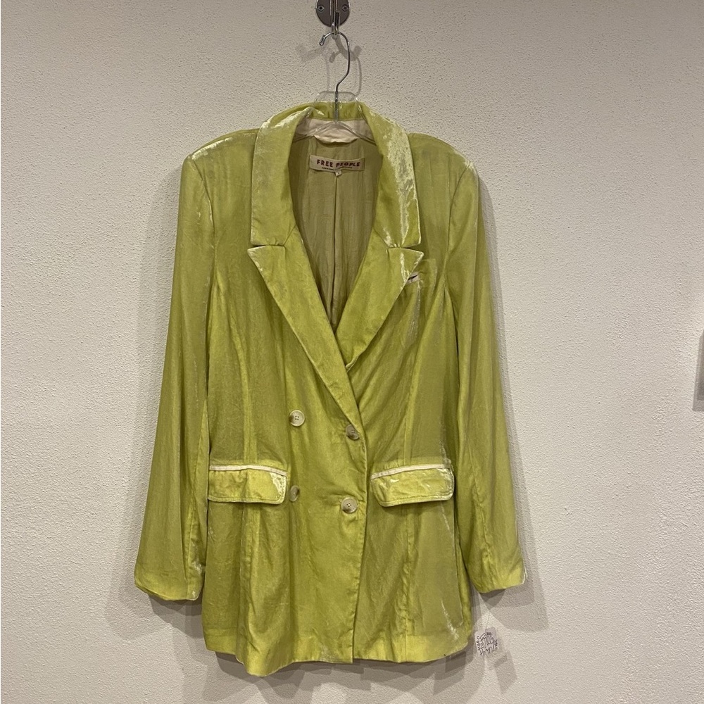 Free People Lime Green Satin Blazer Size L